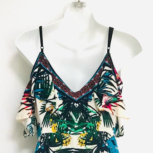 FLYING TOMATO Tropical Floral Ruffle JUMPSUIT Small - Picture 2 of 15